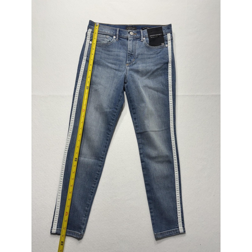 Banana Republic Jeans Womens 28 Blue Wash Mid Rise Skinny Crop Stripe 28x27.5 - Picture 6 of 15
